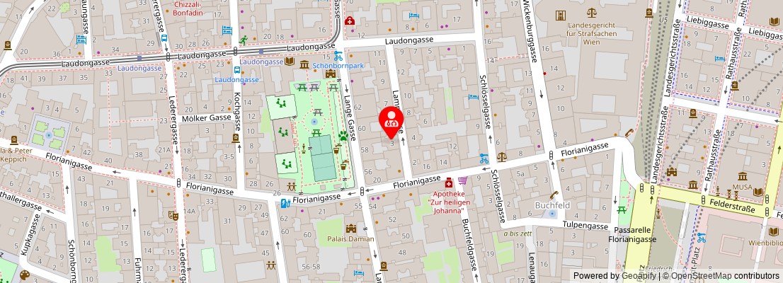 Street map section around the address
