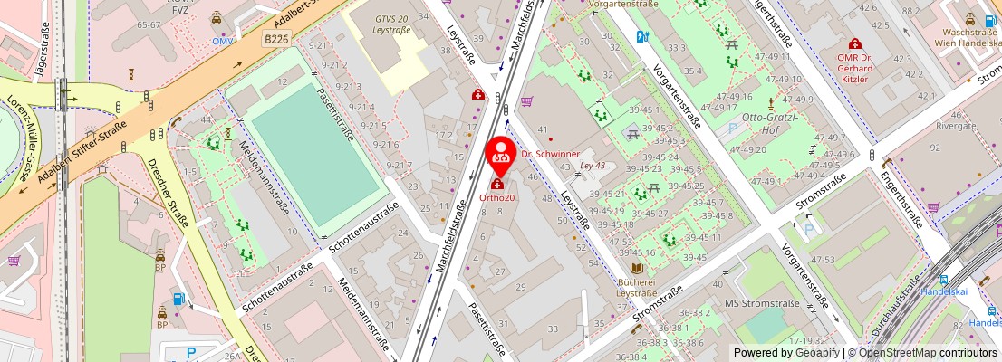 Street map section around the address