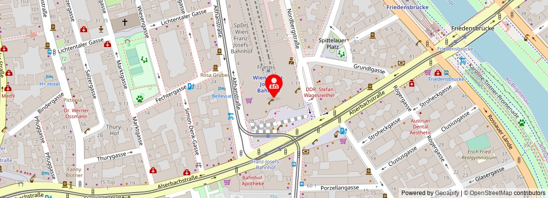 Street map section around the address
