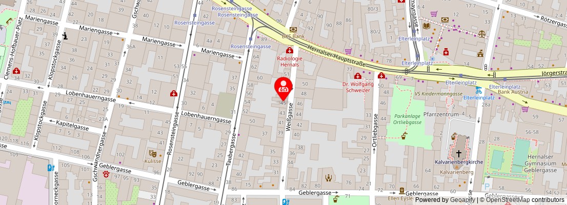 Street map section around the address