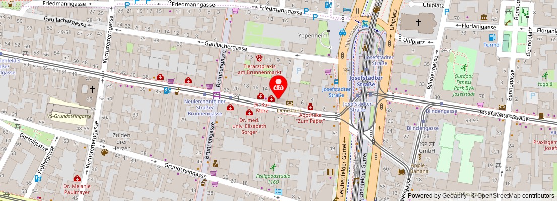 Street map section around the address
