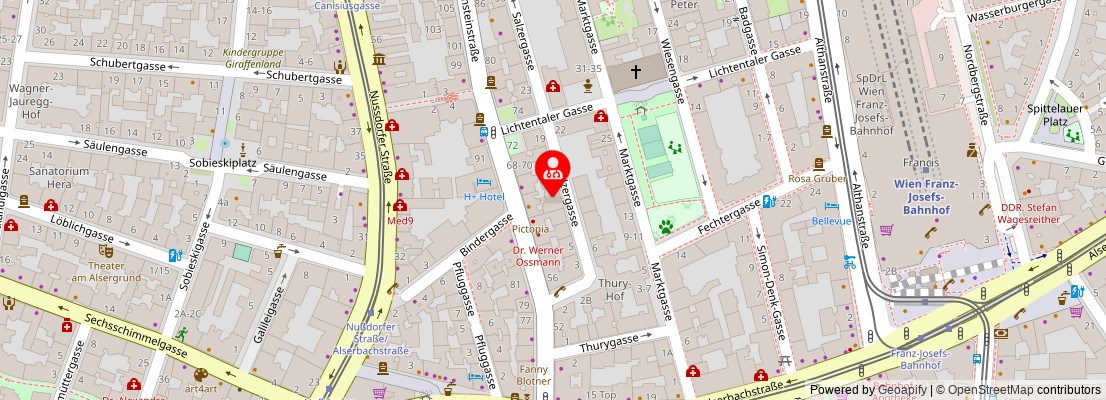 Street map section around the address