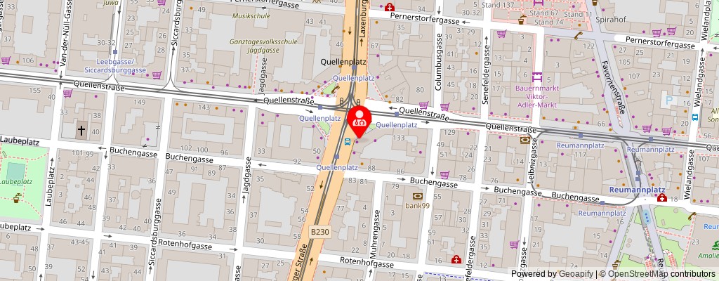Street map section around the address