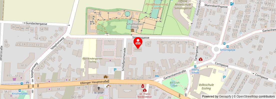Street map section around the address