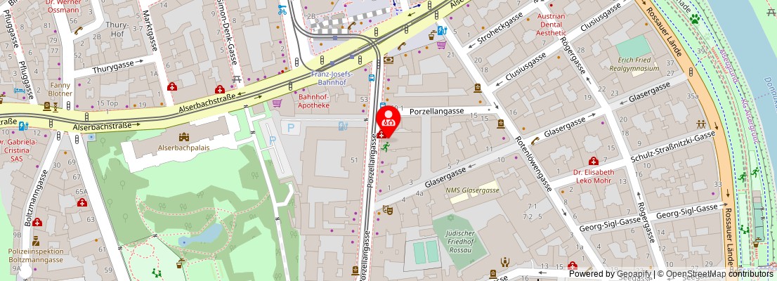 Street map section around the address