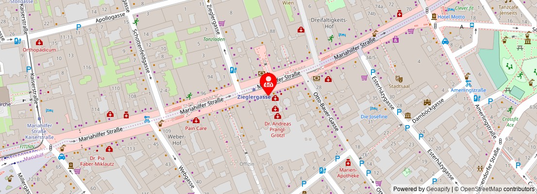 Street map section around the address