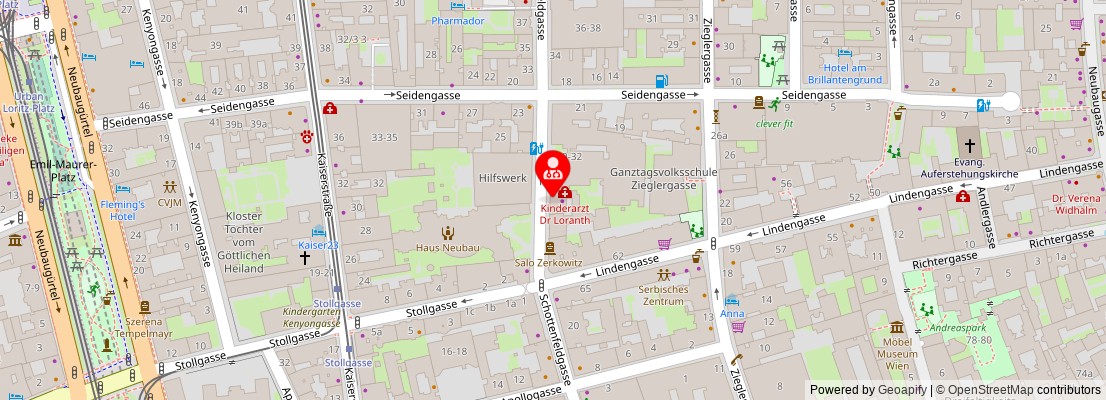 Street map section around the address