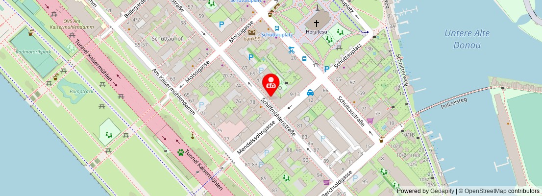 Street map section around the address