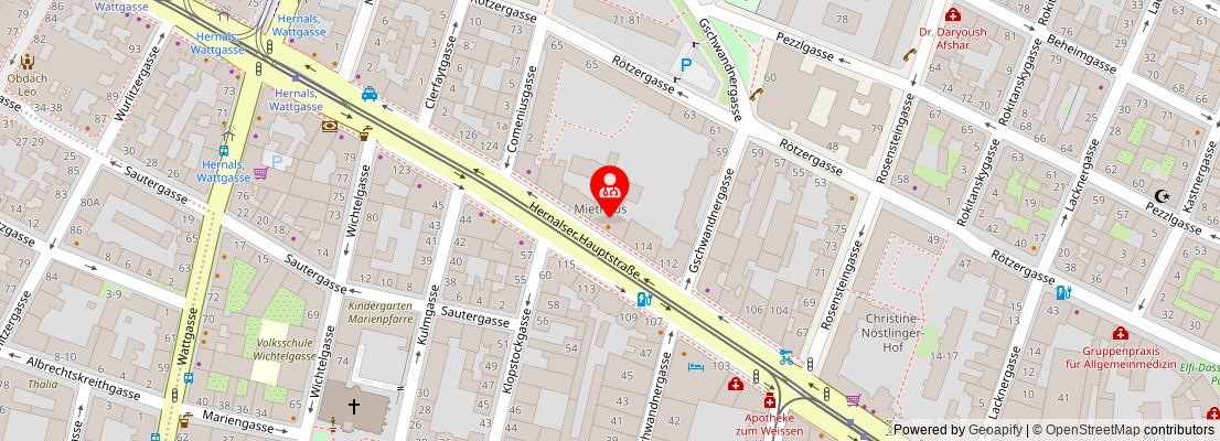 Street map section around the address