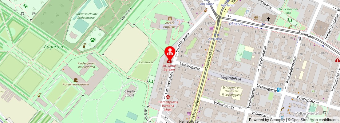 Street map section around the address