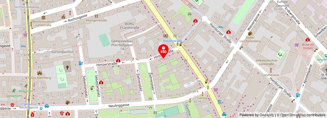 Street map section around the address