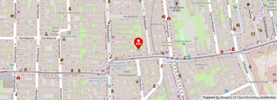 Street map section around the address