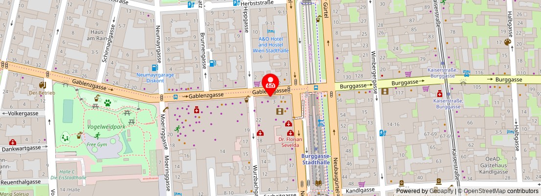 Street map section around the address
