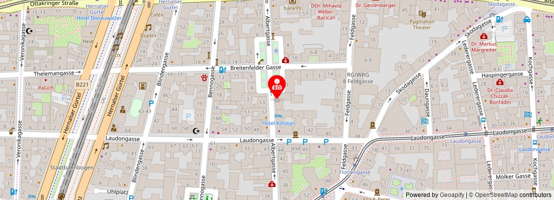 Street map section around the address