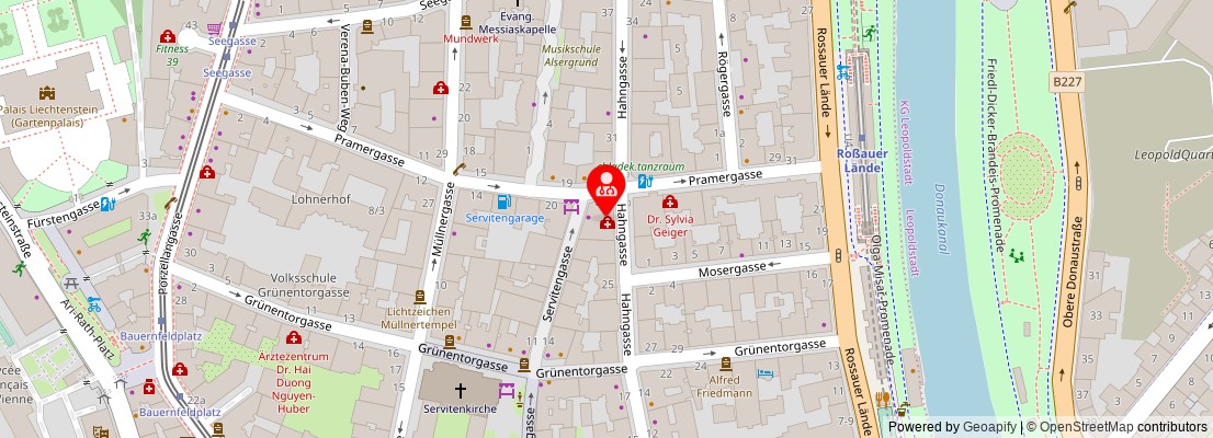 Street map section around the address