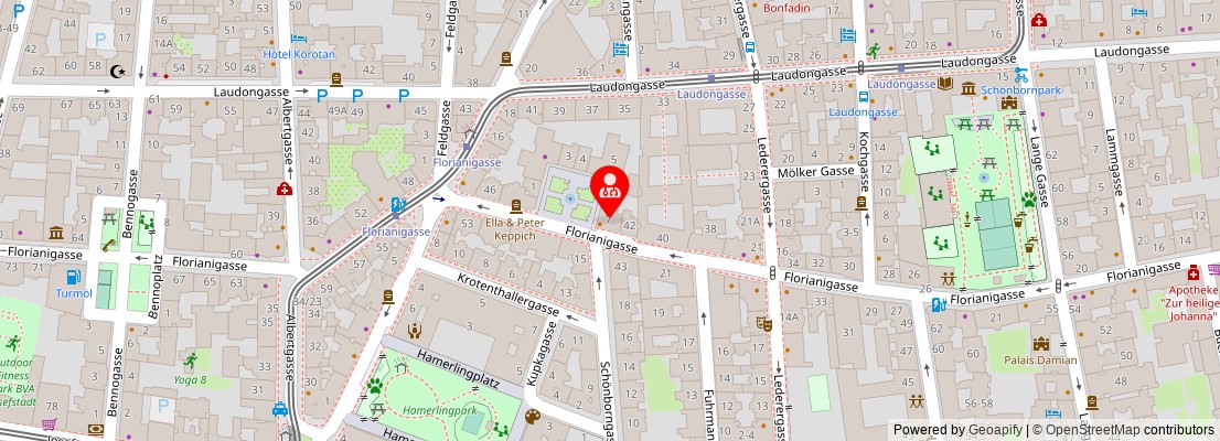 Street map section around the address