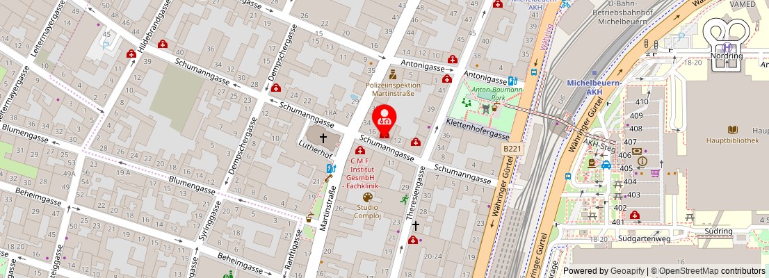 Street map section around the address