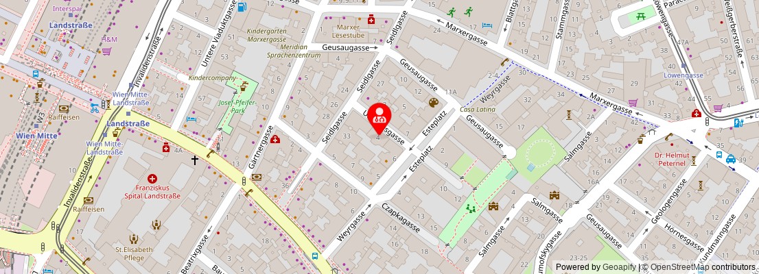 Street map section around the address