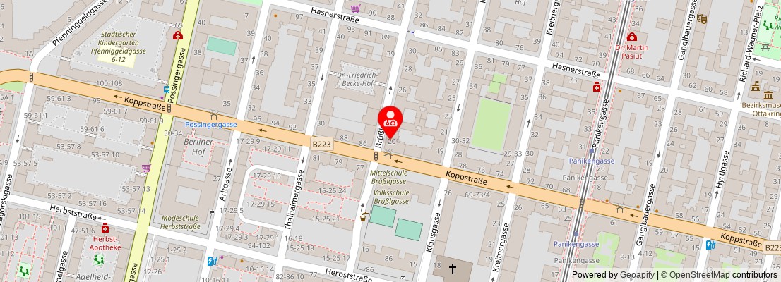 Street map section around the address