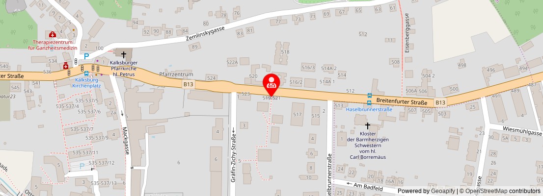 Street map section around the address
