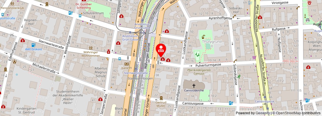 Street map section around the address