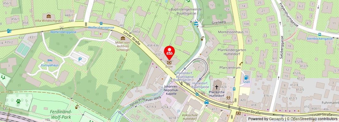 Street map section around the address