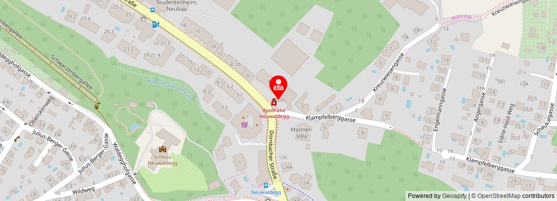 Street map section around the address