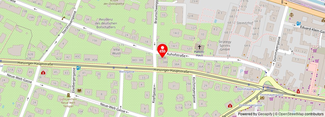 Street map section around the address
