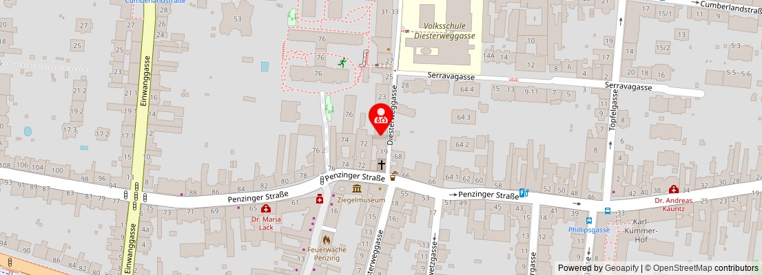 Street map section around the address