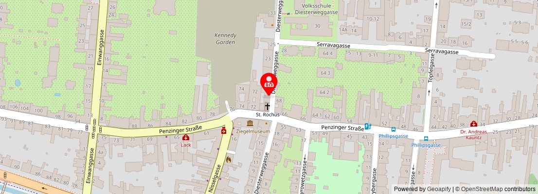 Street map section around the address