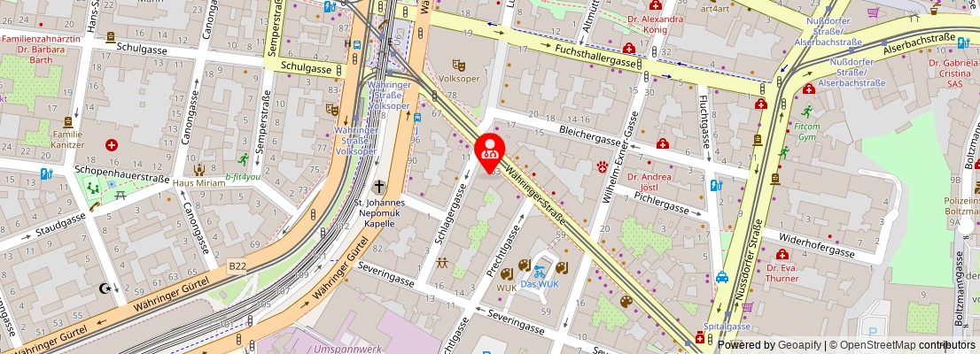 Street map section around the address