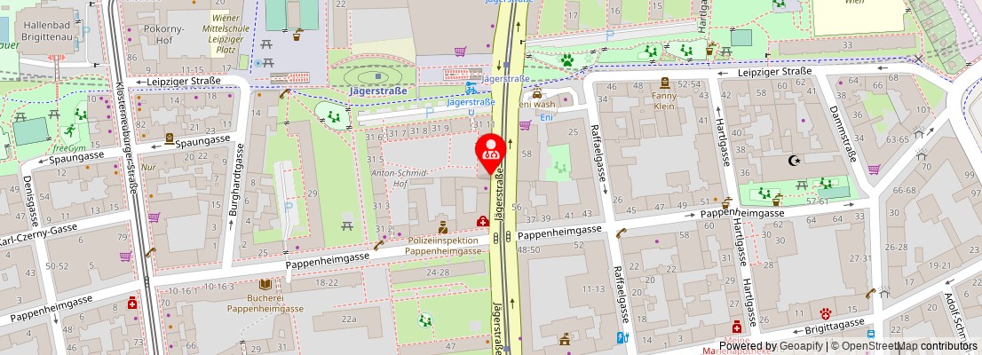 Street map section around the address