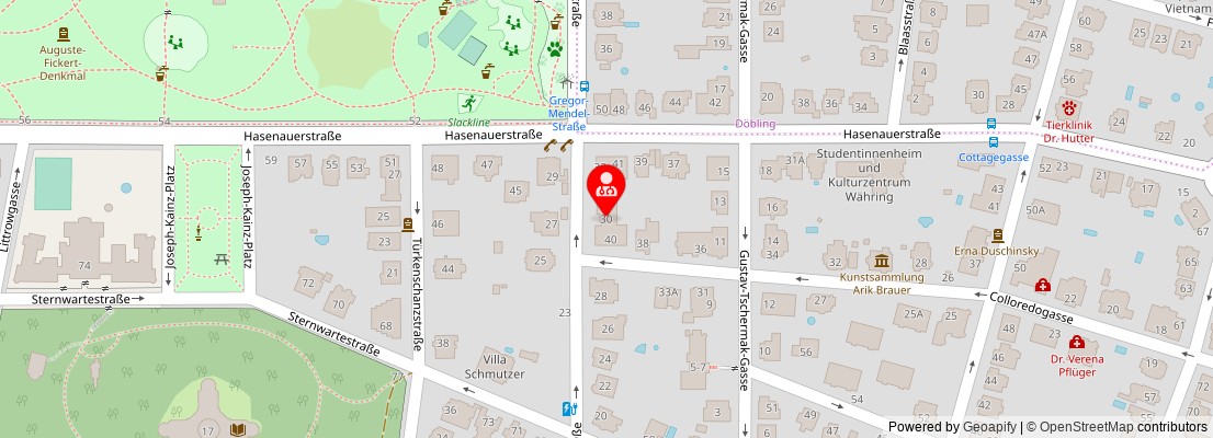 Street map section around the address