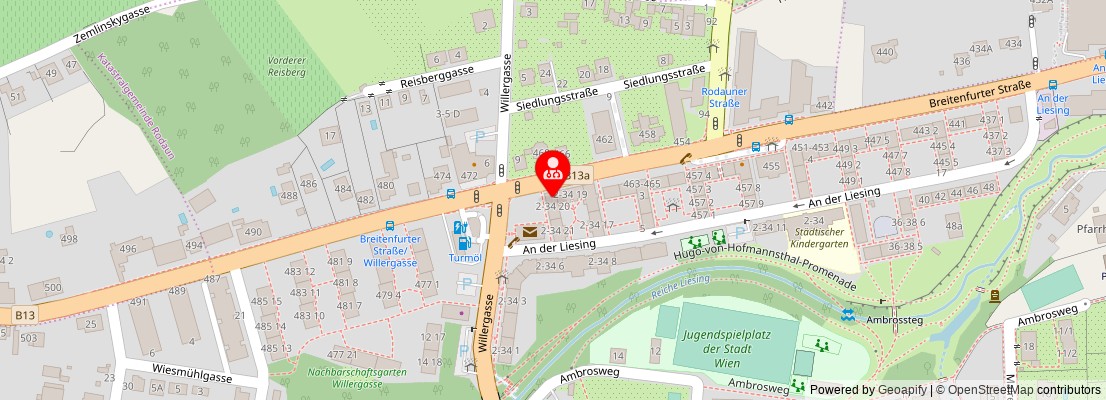 Street map section around the address