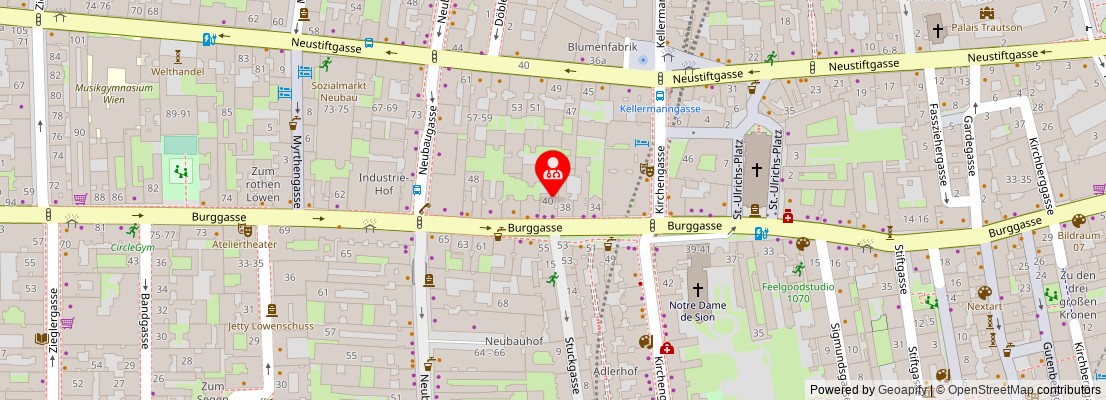 Street map section around the address