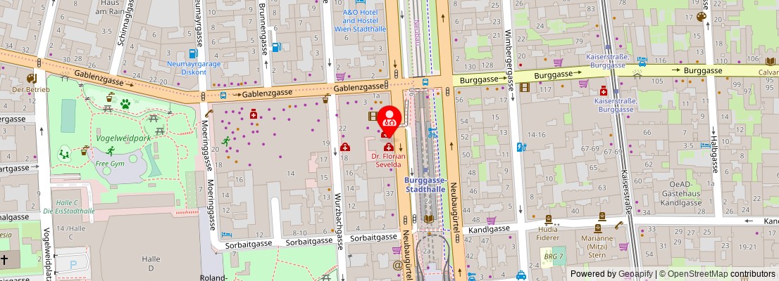 Street map section around the address