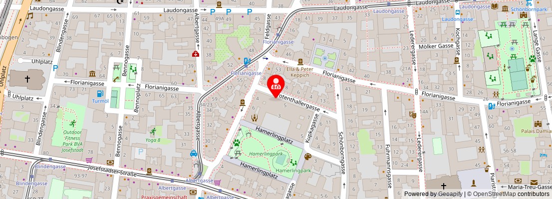 Street map section around the address