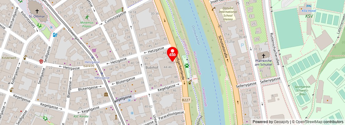Street map section around the address