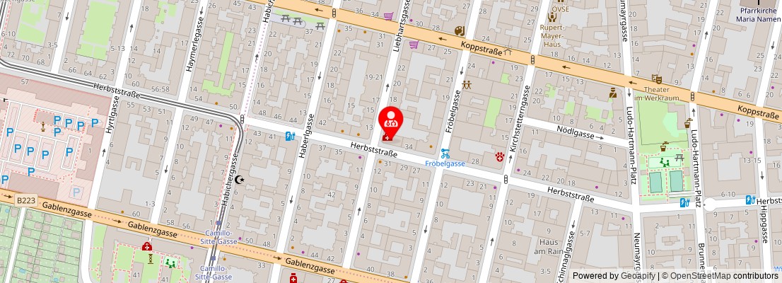 Street map section around the address