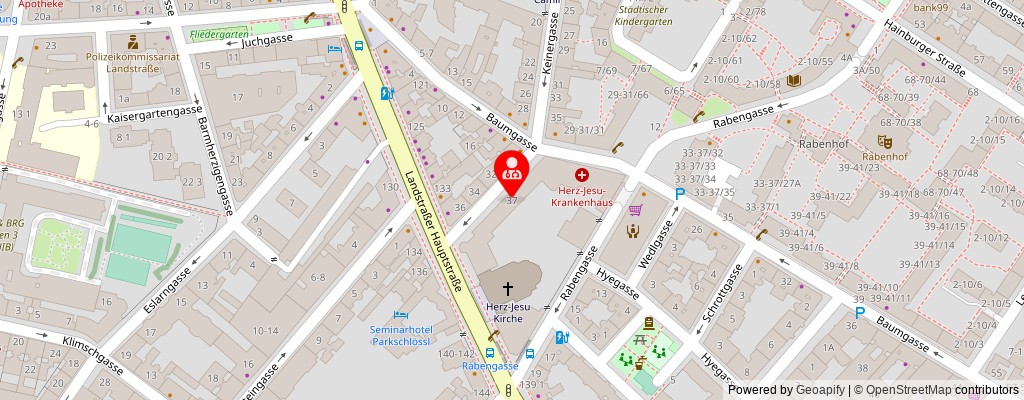 Street map section around the address