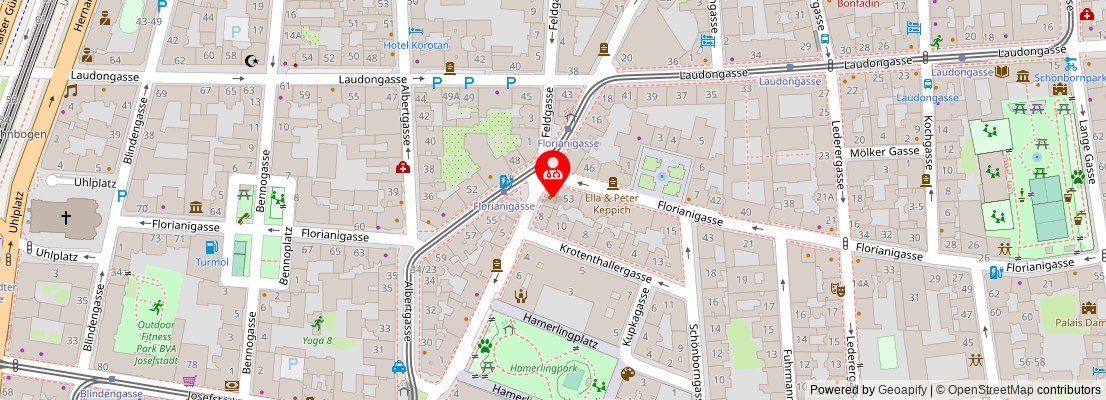 Street map section around the address
