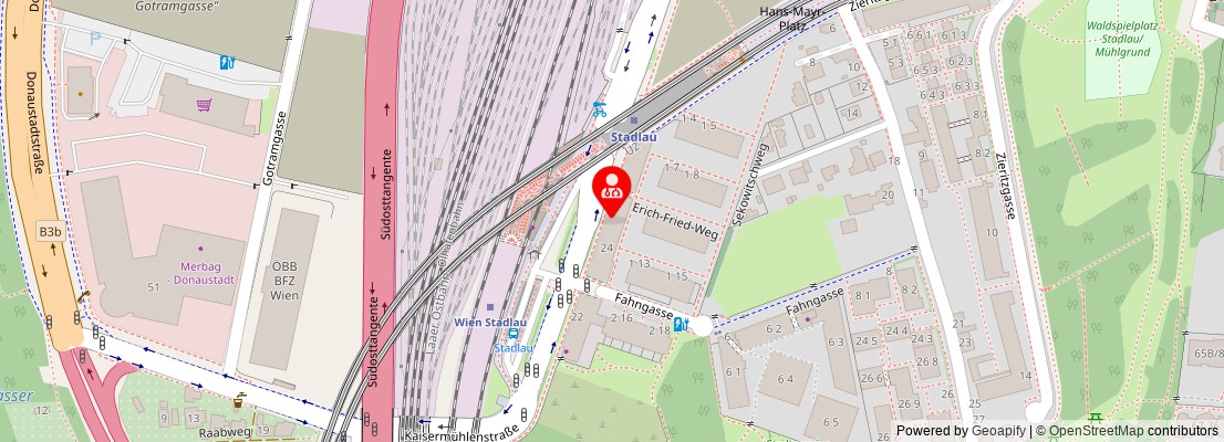 Street map section around the address