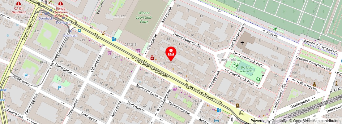 Street map section around the address