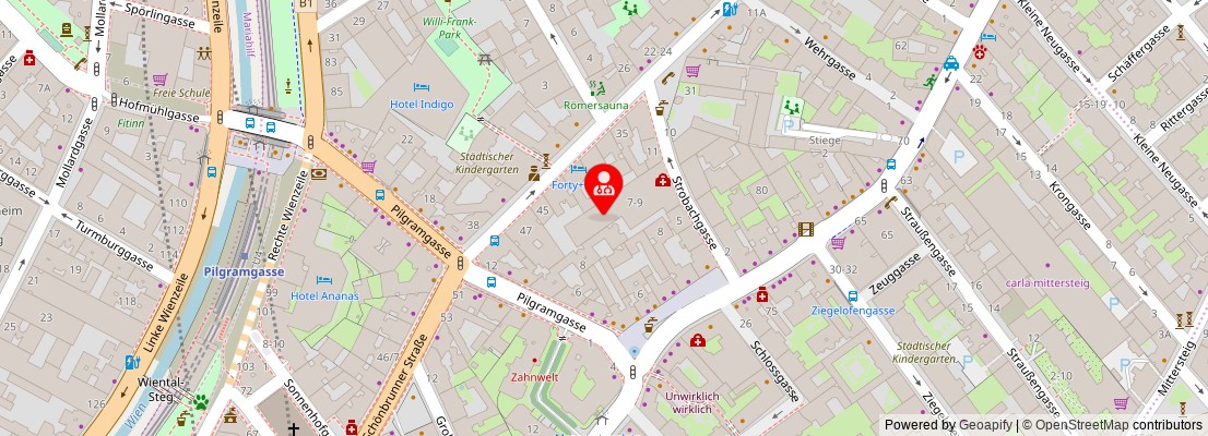 Street map section around the address