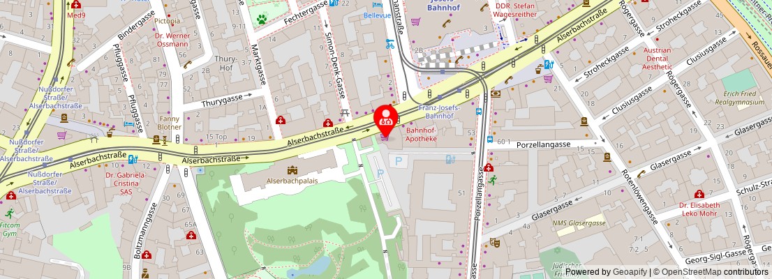 Street map section around the address
