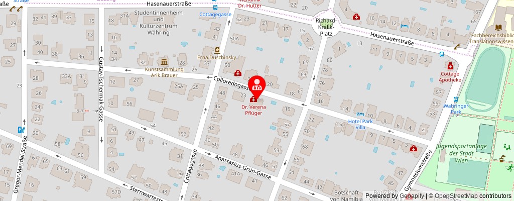 Street map section around the address