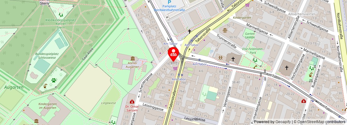 Street map section around the address