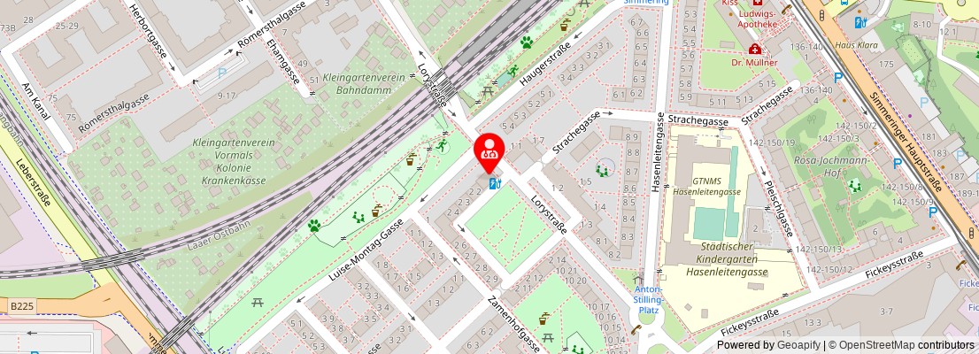 Street map section around the address