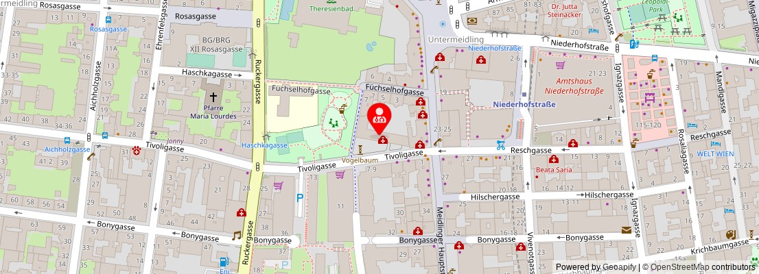 Street map section around the address