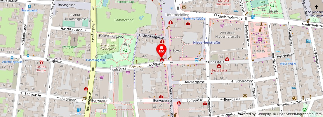 Street map section around the address